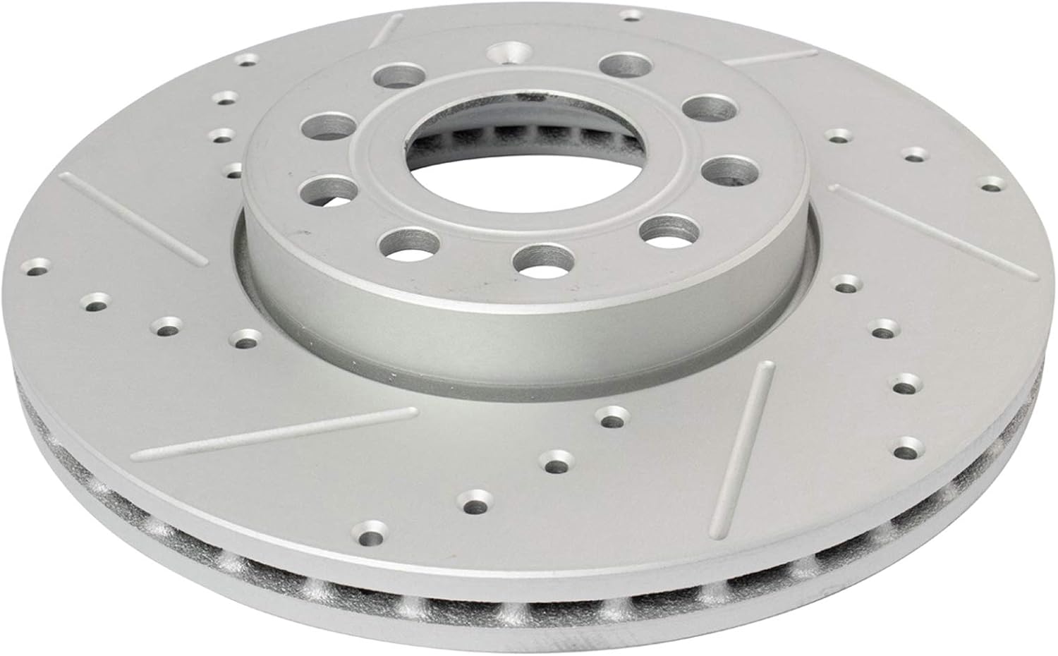 TRQ Performance Front Brake Pad and Rotor Set Ceramic Coated Drilled Slotted Rotors Compatible with 2015-2016 Audi A3 2015-2021 Volkswagen e-Golf Golf 2015-2019 SportWagen 2019-2021 Jetta