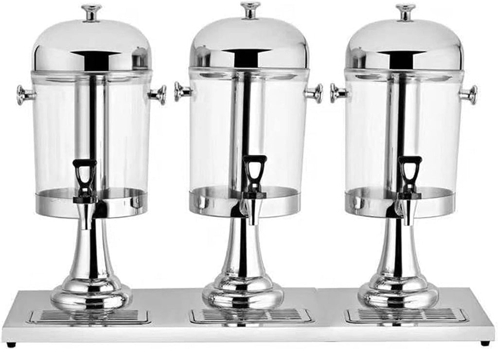 Beverage Dispenser, Cold Beverage Dispenser, Stainless Steel Juice Hot Cold Beverage for Restaurant, Water, Chilled Refreshments,Silver-Three Head,Silver-Three Head
