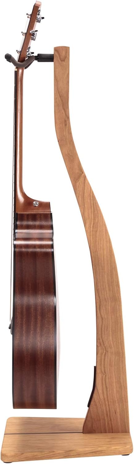 Zither Wooden Guitar Stand - Handcrafted Solid Cherry Wood Floor Stands Best for Acoustic, Electric and Classical Guitars, Made in USA