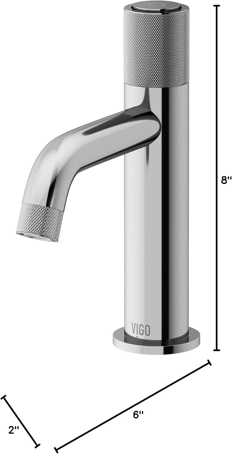 VIGO Apollo Single-Handle Single-Hole Mount Bathroom Sink Faucet, 8-Inch, Chrome, Modern Design, Solid Brass, 1.2 GPM WaterSense & Ceramic Disc Valve, Corrosion-Resistant