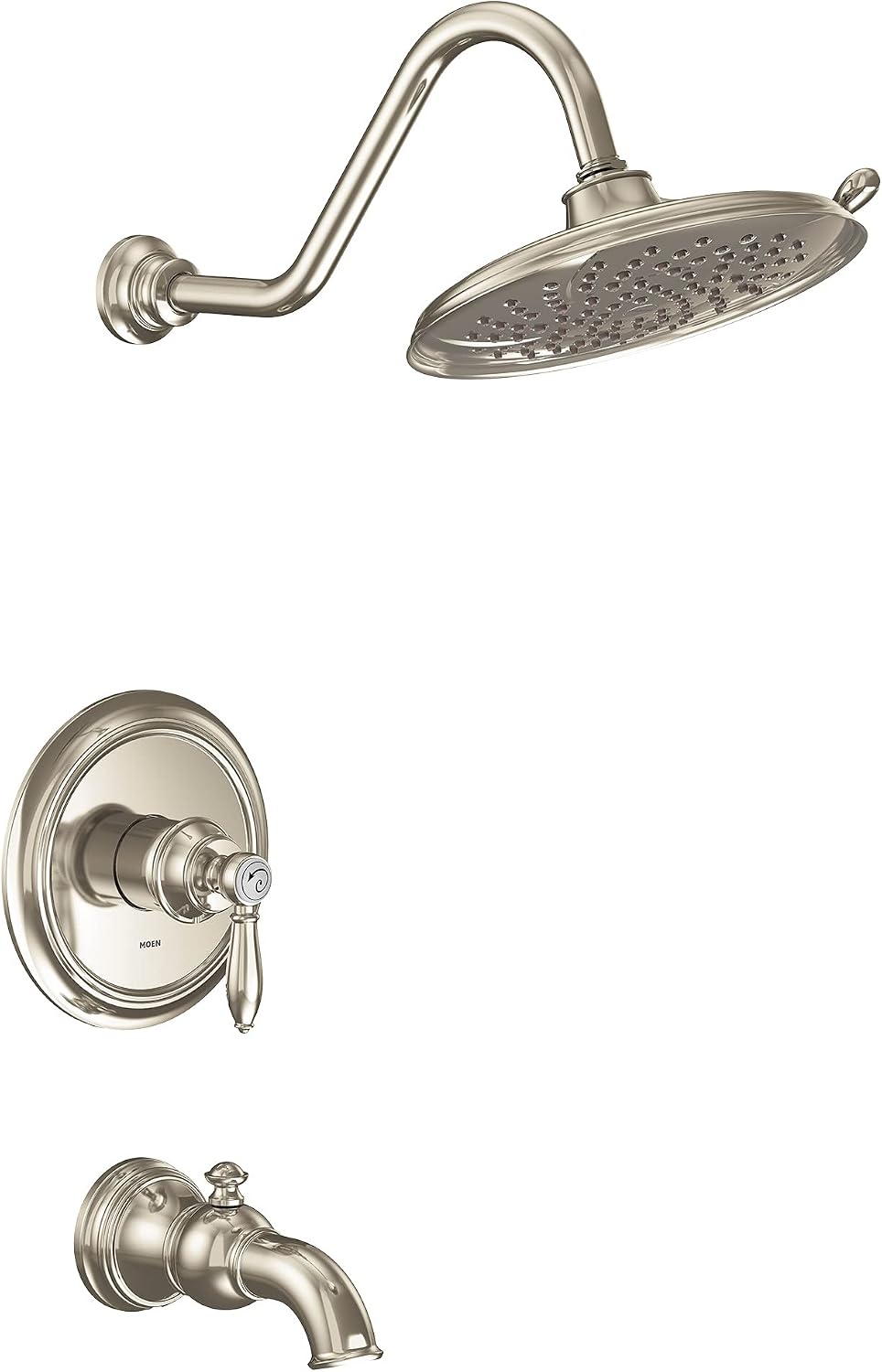 Moen UTS232104EPNL Weymouth M-CORE 2-Series 1-Handle Tub and Shower Trim Kit, Valve Required, Polished Nickel