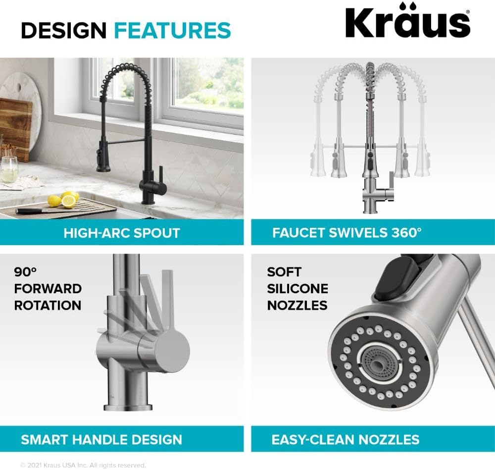 KRAUS Britt 2-in-1 Commercial Style Pull-Down Single Handle Water Filter Kitchen Faucet for Reverse Osmosis or Water Filtration System in Matte Black, KFF-1691MB