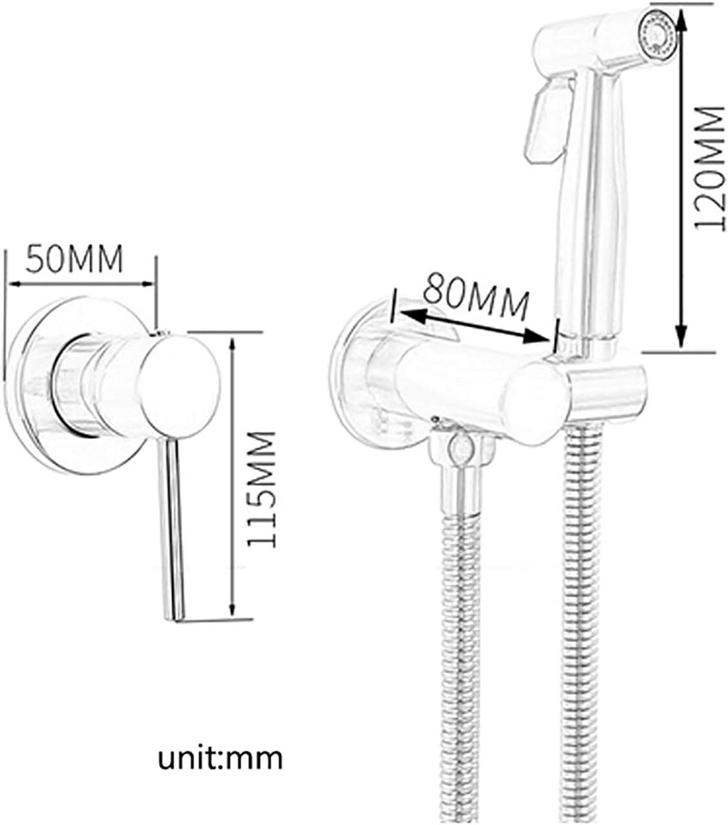 Handheld Bidet Sprayer for Toilet, Brushed Gold Wall Mounted Bathroom Cloth Diaper Set with Cold and Hot Water, Brass Kit for Personal Hygiene