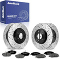 AutoShack Front & Rear Brake Rotors & Premium Pads for Ford, Mustang 2005-2010, RWD V6 4.0L - E-Coated Drilled & Slotted - ShadowGuard