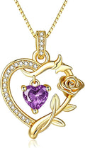HeartMelody Heart Necklaces for Women Gold,14k 18K White Gold Plated Dainty Rose Butterfly Necklace with Garnet Birthstone Pendant Necklace Everyday Jewelry Birthday Christmas Gifts for Women Mom Her