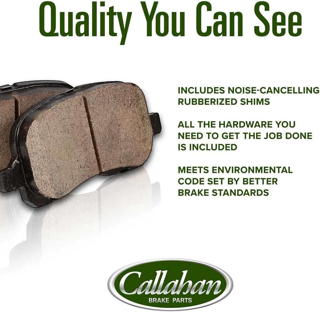 Callahan Brake Parts Front and Rear Brake Kit for 2014-18 Chevy GMC Silverado Sierra 1500, 2015-20 Suburban Tahoe Yukon XL Escalade ESV - Drilled & Slotted Disc Rotors Ceramic Brake Pads Replacement