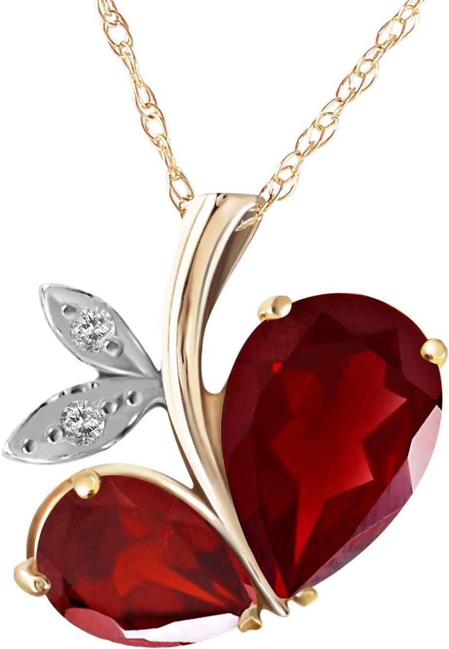 Galaxy Gold GG 5.36 CT. 14k Yellow Gold Modern Heart Necklace Diamonds Rubies
