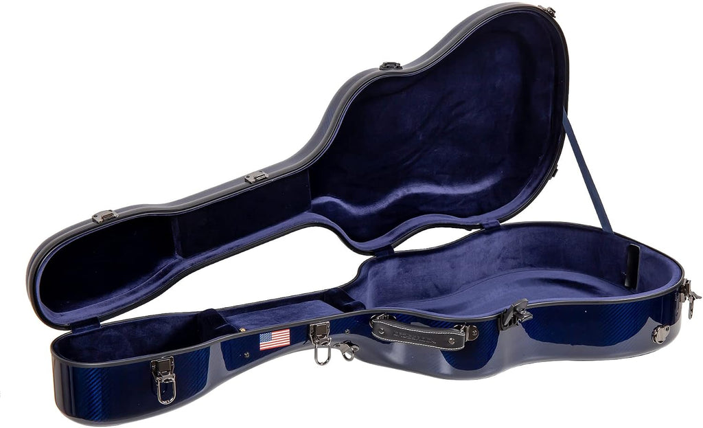 Crossrock Air Carbon series Dreadnought Acoustic Guitar case, 100% carbon fiber Flight Case with protective cover, American Flag version- Blue (CRF6030DBL-USF)