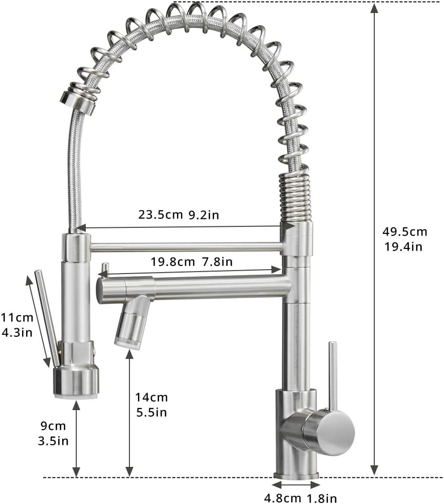 AIMADI Commercial Pull Down Kitchen Faucet Sprayer with LED Light,Single Handle Stainless Steel Kitchen Sink Faucets with Pull Down Sprayer,Suitable for Farmhouse Camper Laundry Rv Bar