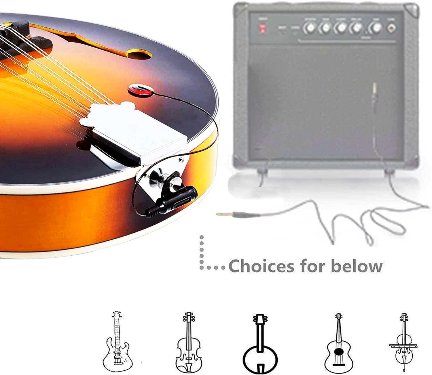 ADM Acoustic Mandolin Instrument Kit Music A Style for Kids Students Adults Wood Mandolins Beginner Set With Bag, Tuner, Pick-up, Strap, Strings, Picks and Hanger, Sunbrust