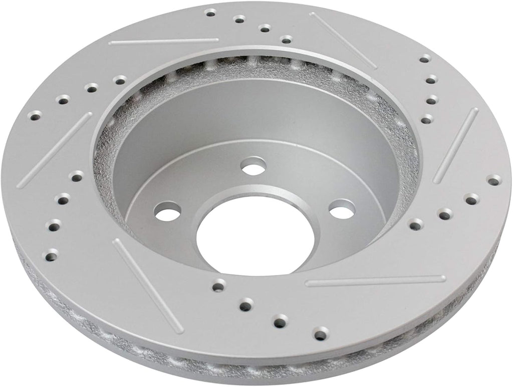 TRQ Performance Front Brake Pad and Rotor Set Ceramic G Coated Drilled Slotted Vented Rotors Compatible with 1999-2001 Jeep Cherokee 1999-2006 Wrangler
