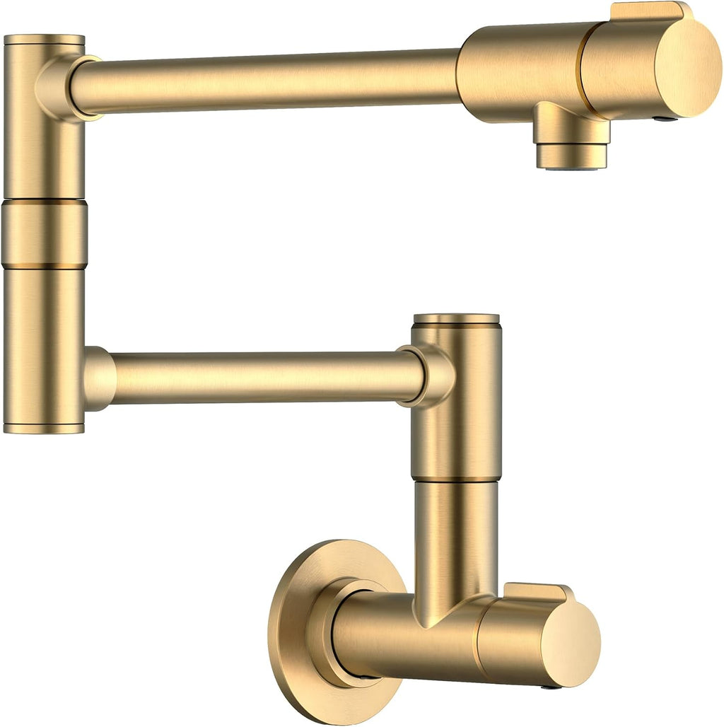 KRAUS Bolden Pot Filler Faucet with Retractable Arm, Wall Mount Kitchen Faucet, Pot Filler for Stove in Spot-Free Brushed Brass, KPF-5003SFBB