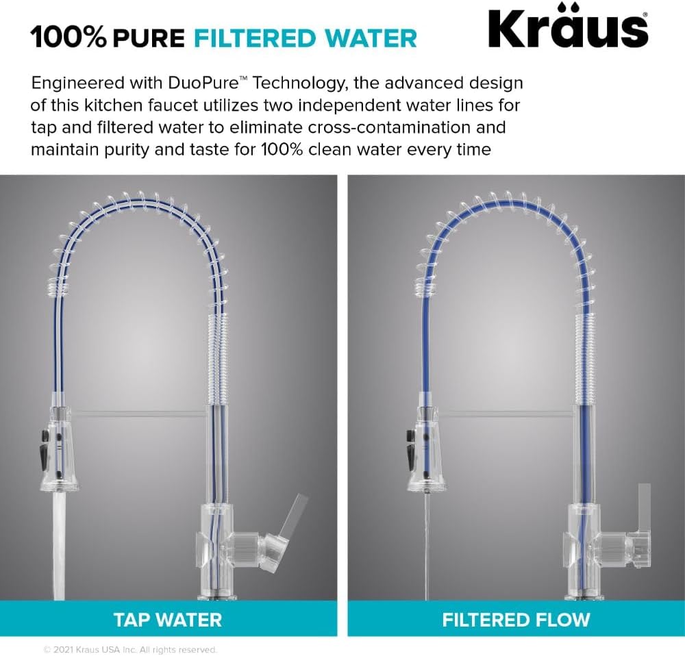 KRAUS Britt 2-in-1 Commercial Style Pull-Down Single Handle Water Filter Kitchen Faucet for Reverse Osmosis or Water Filtration System in Matte Black, KFF-1691MB