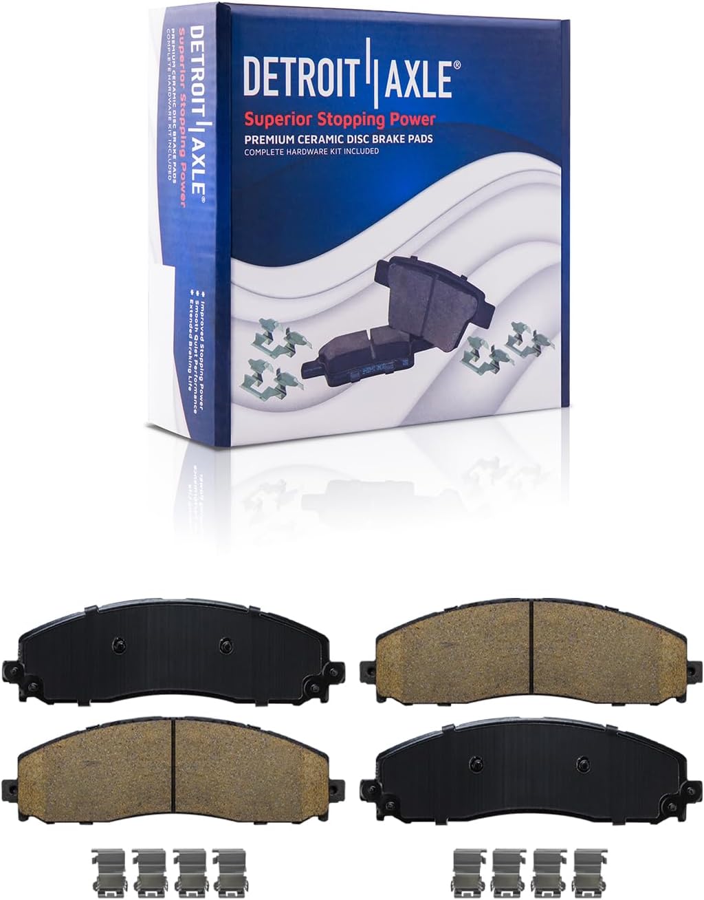 Detroit Axle - Brake Kit for 2012-2022 Ford F-250 Super Duty 2013-2022 F-350 Super Duty, Drilled and Slotted Disc Brake Rotors Ceramic Brakes Pads w/Hardware Replacement: 14.29 inch Front and Rear