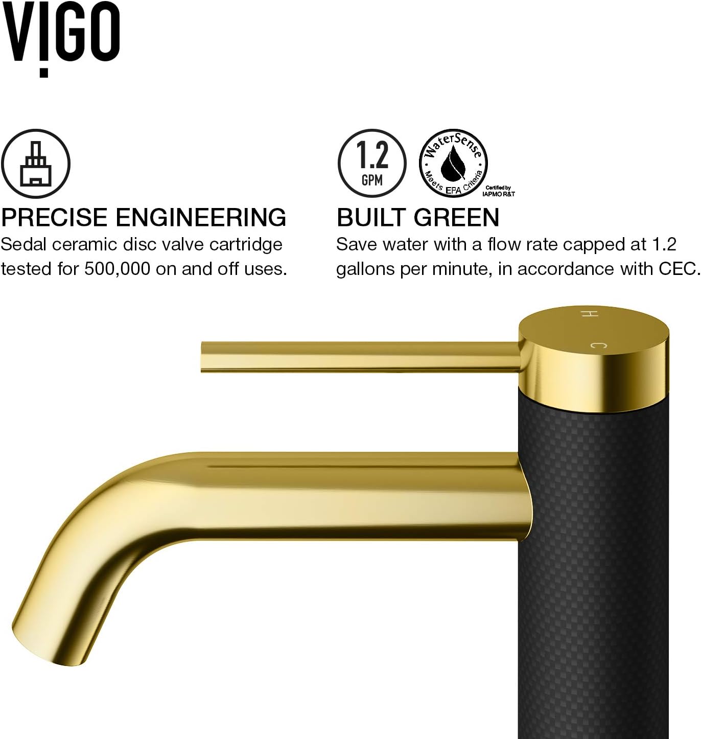 VIGO Lexington Single-Handle Single-Hole Mount Vessel Bathroom Sink Faucet, 10-Inch, Matte Brushed Gold, Modern Design, Solid Brass, 1.2 GPM WaterSense & Ceramic Disc Valve, Corrosion-Resistant