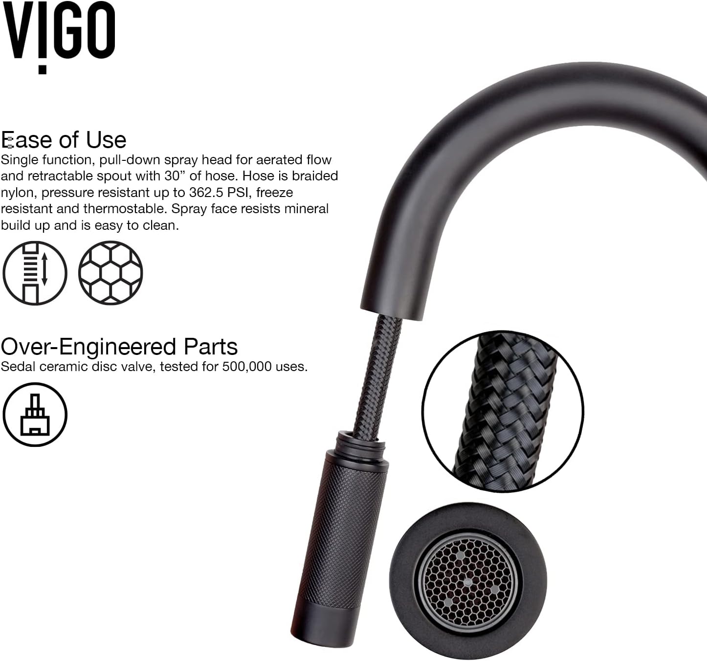 VIGO Gramercy 17'' H Single Handle Pull-Down Spout Kitchen Faucet in Matte Black-VG02008MB