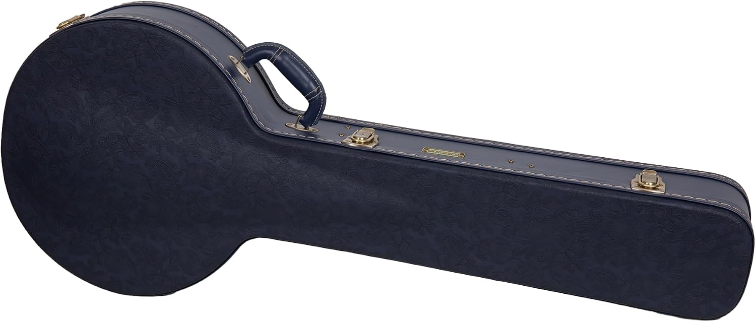Crossrock Relief Series Open-Back Banjo Case for 11''–12.5'' Rims | Carved Ocean Blue Finish, Deep Scarlett Velvet Interior, Lock (CRW630OBJOB)