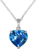 Galaxy Gold GG 6.3 Carat 14k Solid Gold Necklace with Natural Heart Shaped 10 mm Blue Topaz