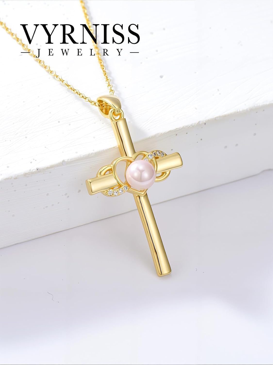 18K Gold Cross Pendant for Women Gold Cross Necklace 18K Gold Jewelry Religious Gift