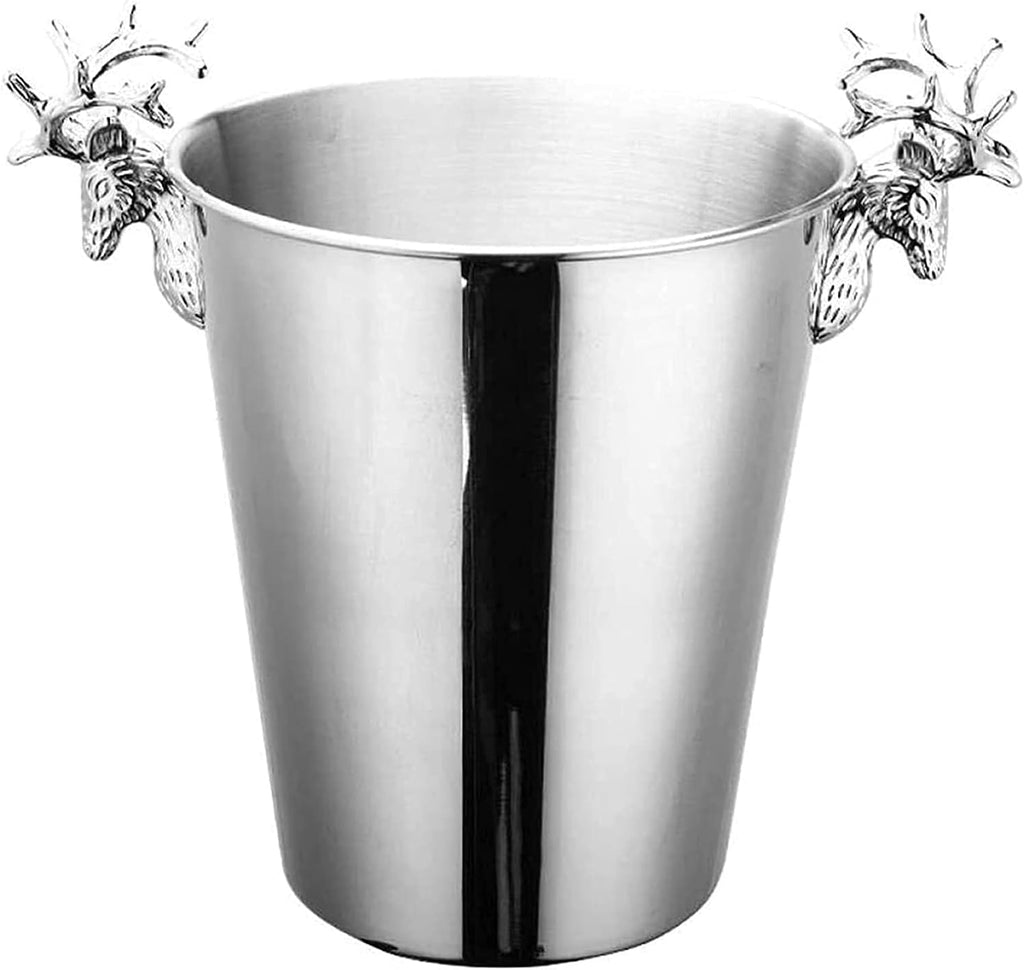 Ice Bucket - Bar Tools Stainless Steel Set Includes Cocktail Shaker Tongs and Display Serving Tray