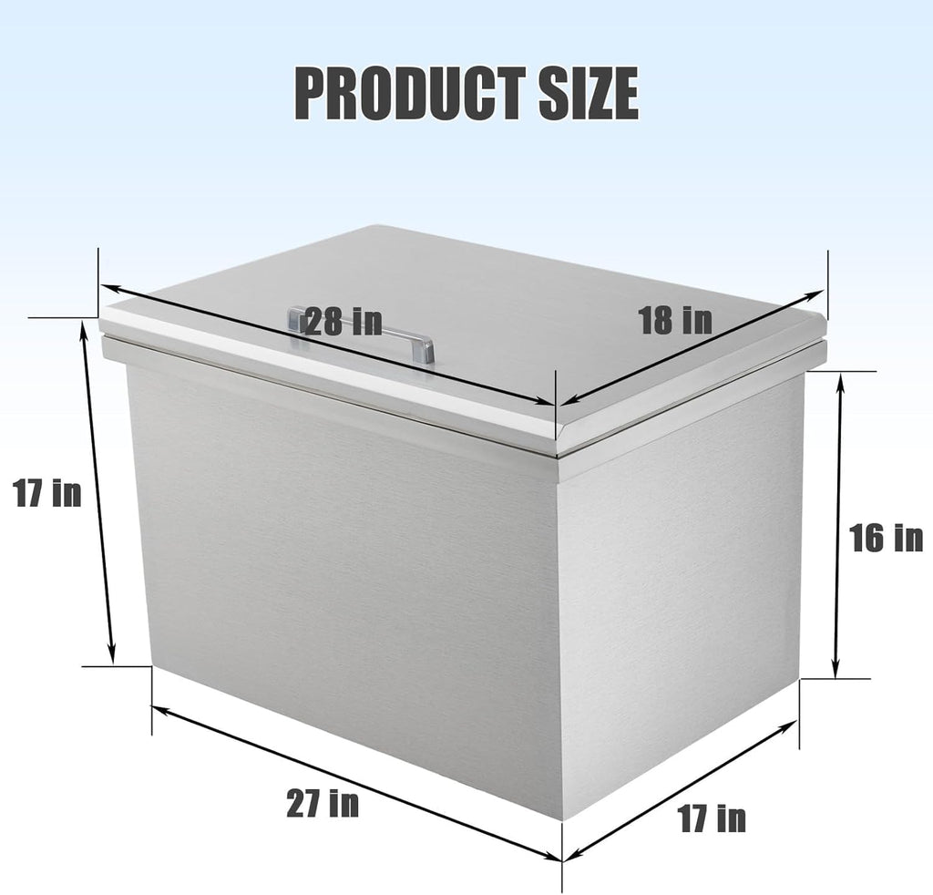 Commercial Stainless Steel Drop-in Ice Bin Chest – Insulated Bar Ice Well for Beverage Service