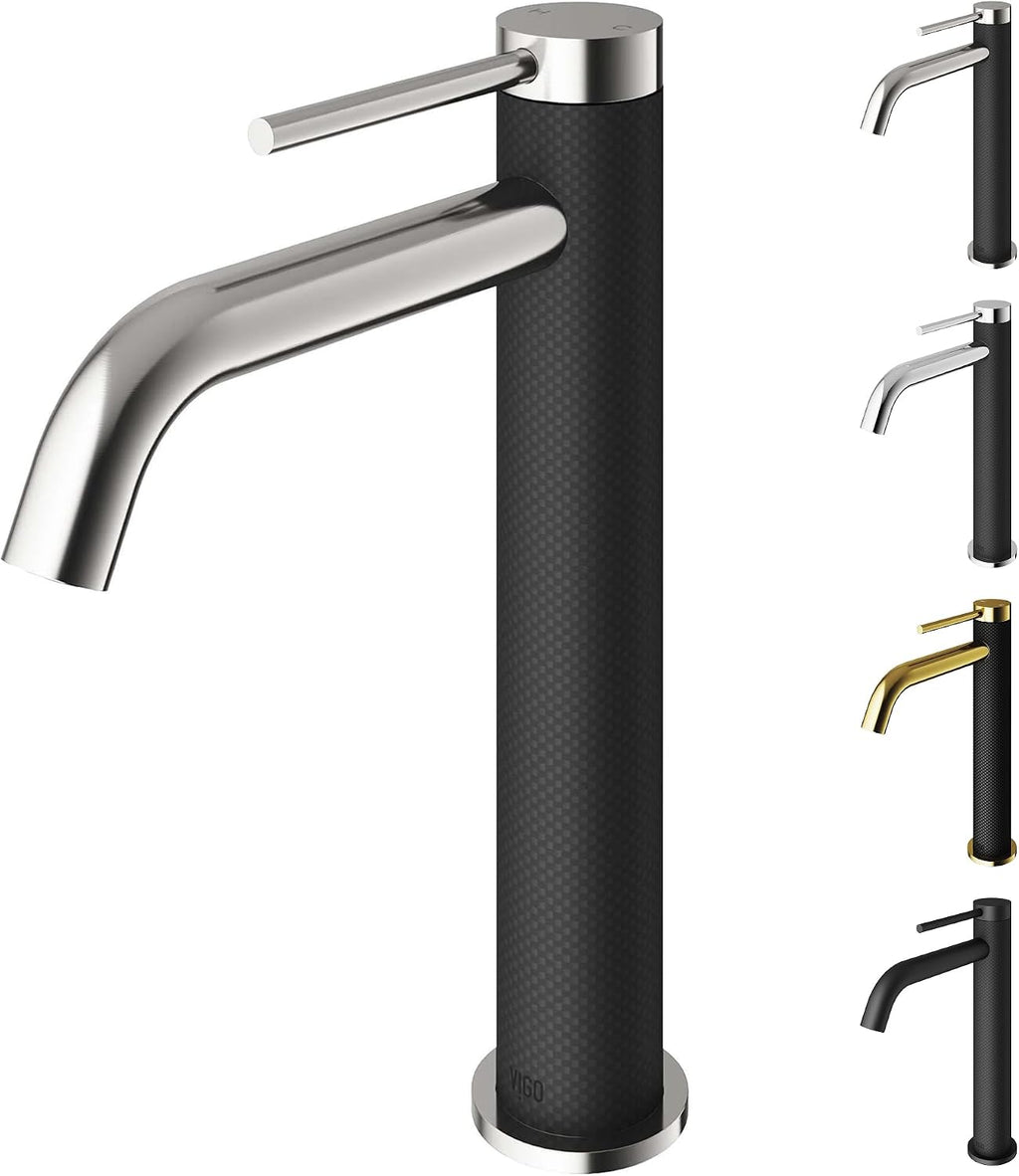 VIGO Lexington Single-Handle Single-Hole Mount Vessel Bathroom Sink Faucet, 10-Inch, Brushed Nickel, Modern Design, Solid Brass, 1.2 GPM WaterSense & Ceramic Disc Valve, Corrosion-Resistant