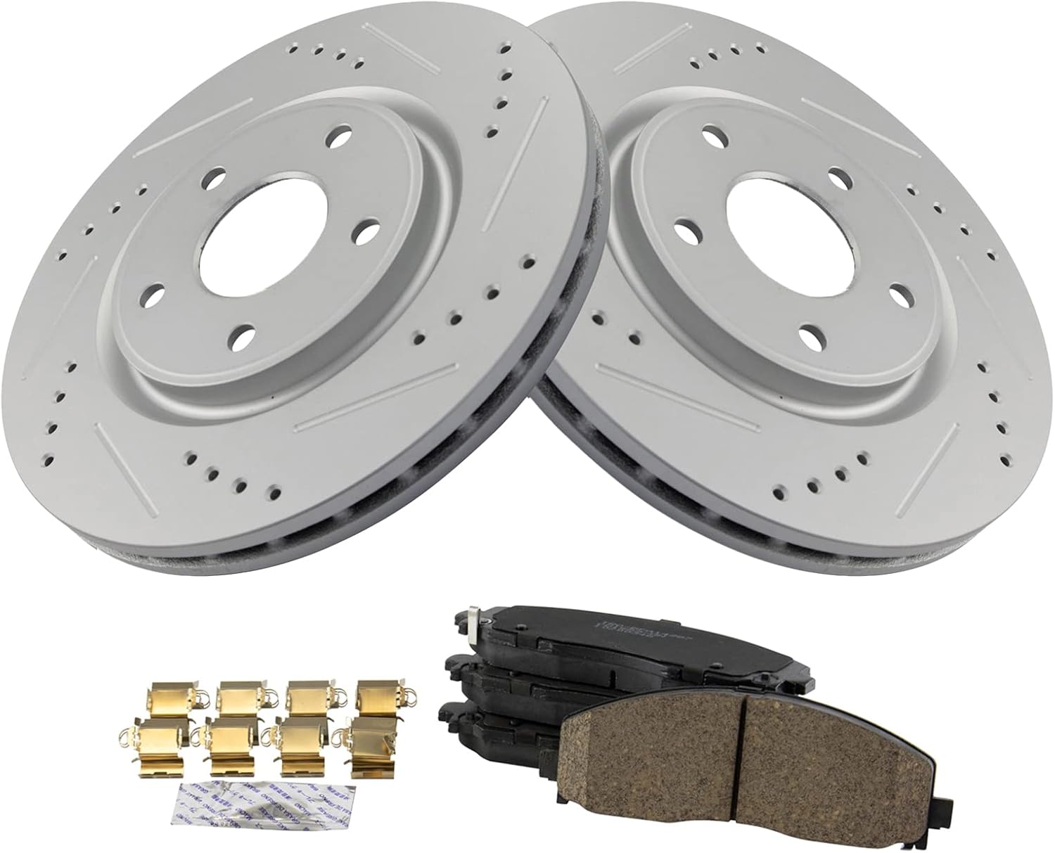 TRQ Performance Front Brake Pad and Rotor Set Ceramic Coated Drilled Compatible with 12-16 Chrysler Town & Country 12-20 Dodge Grand Caravan Journey 12-13 Volkswagen Routan 17-22 Pacifica Voyager