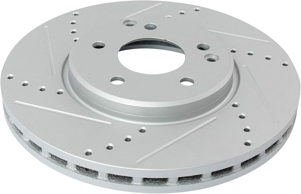 TRQ Performance Front Brake Pad & Rotor Set Ceramic Drilled Coated Rotors Compatible with 01-05 Mercedes-Benz C320 03-05 C240 CLK320 06-07 C280 C350 06-09 CLK350 06-08 SLK280 09-11 SLK300