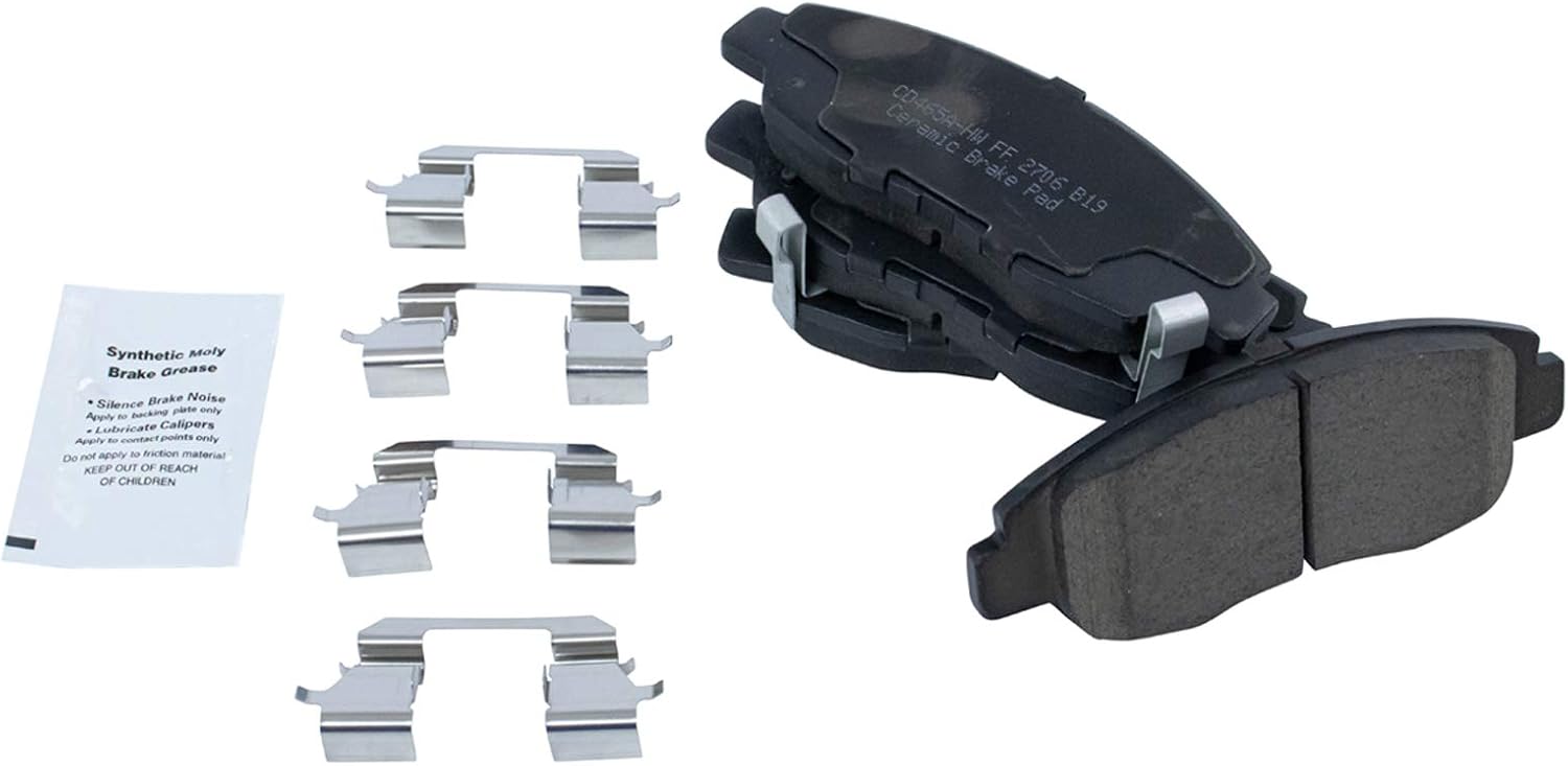 TRQ Performance Front Brake Pad and Rotor Set Ceramic Coated Drilled Slotted Vented Rotors Compatible with 1996-2005 Honda Civic 2010-2014 Insight