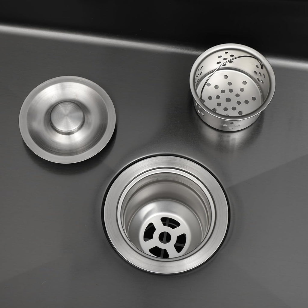 Stainless Steel Utility Sink,Free Standing Single Bowl Kitchen Sink with Cold and Hot Faucet Water Pipe kit,Outdoor Indoor Stainless Steel Sink for Laundry Room,Garage,Basement