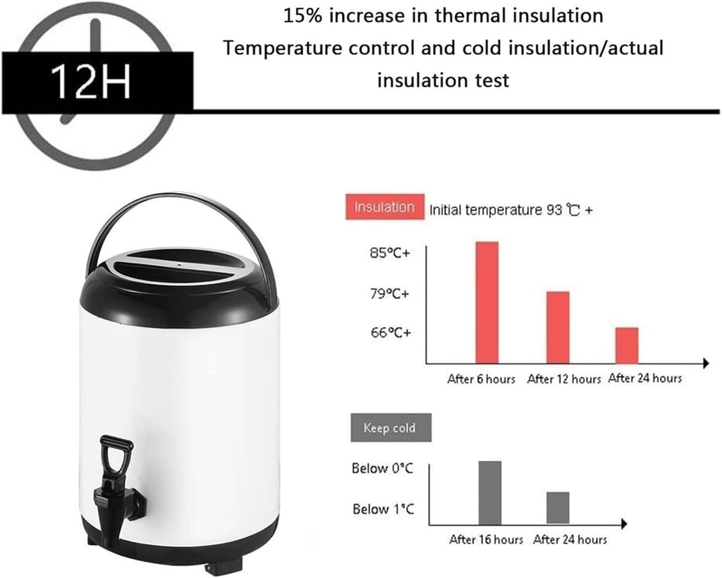 6L 8L 10L 12L Urn Boiler Hot And Cold Water Dispenser Stainless Steel Tea Hot Water Bottle with Faucet Portable Handle Large Capacity Sealing for Catering Office Hotels Party,Red,6L