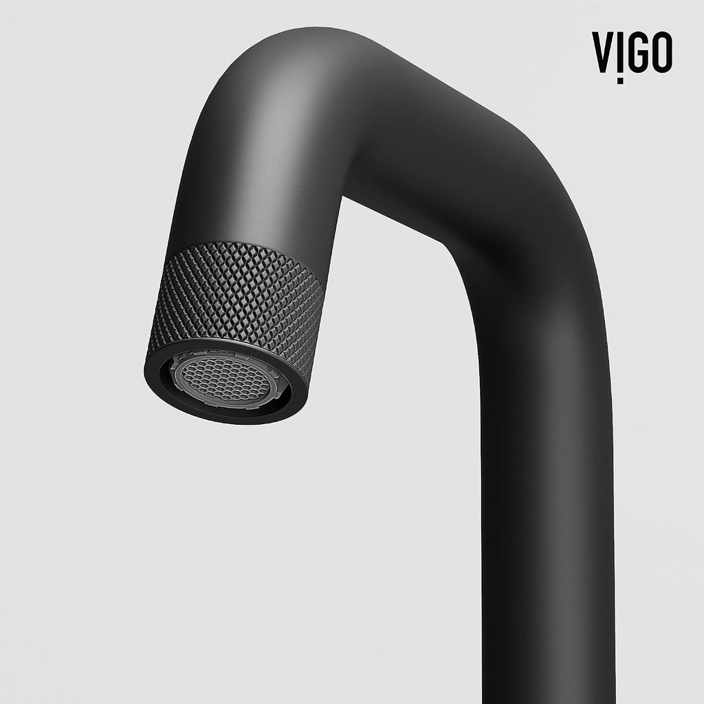 VIGO Cass Two-Handle Three-Hole Mount Widespread Bathroom Sink Faucet, 8-Inch, Matte Black, Modern Design, Solid Brass, 1.2 GPM WaterSense & Ceramic Disc Valve, Corrosion-Resistant