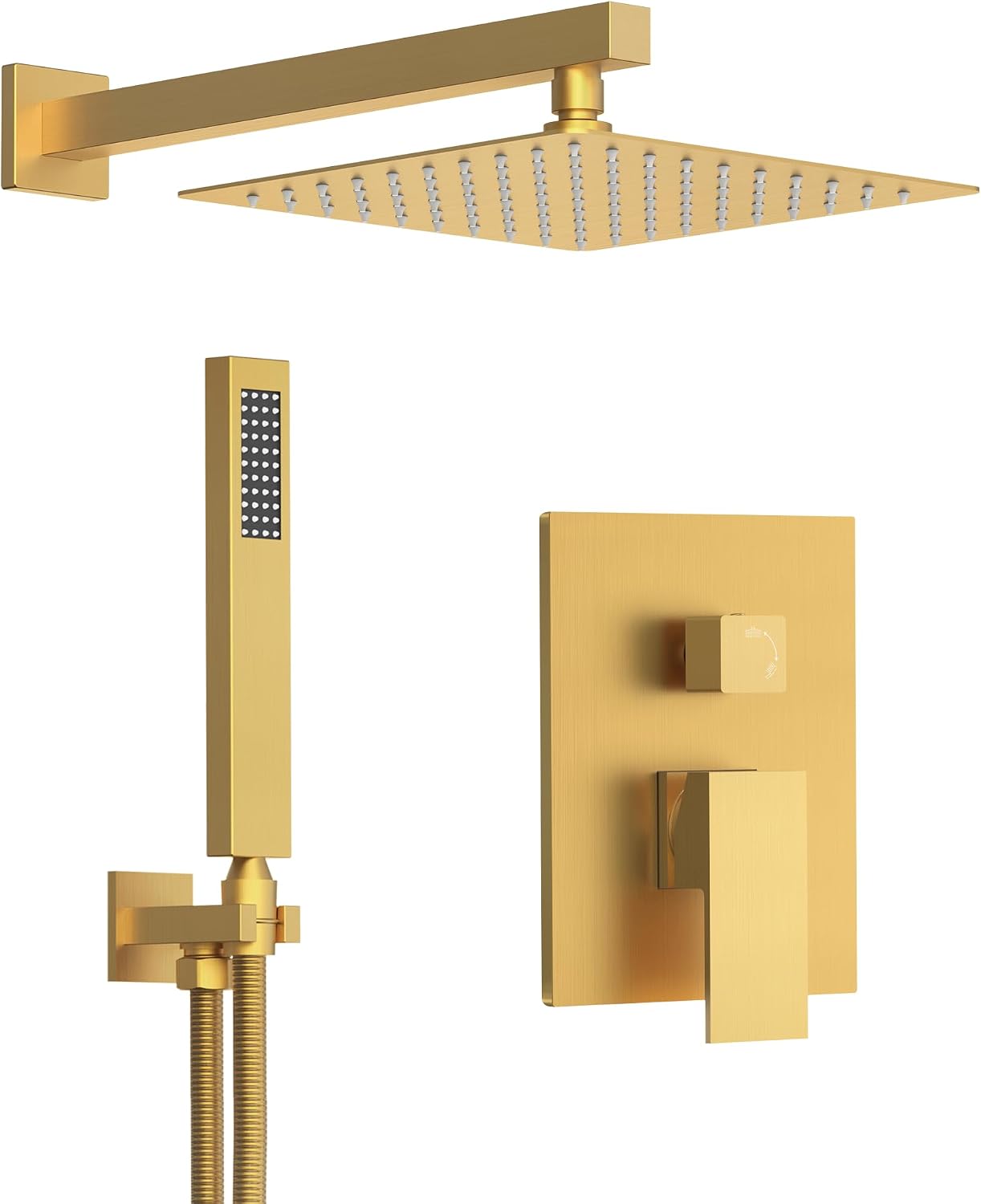 10 Inch Shower Faucet Set, High Pressure Rainfall Shower Head and Handheld Sprayer Combo, Brushed Gold