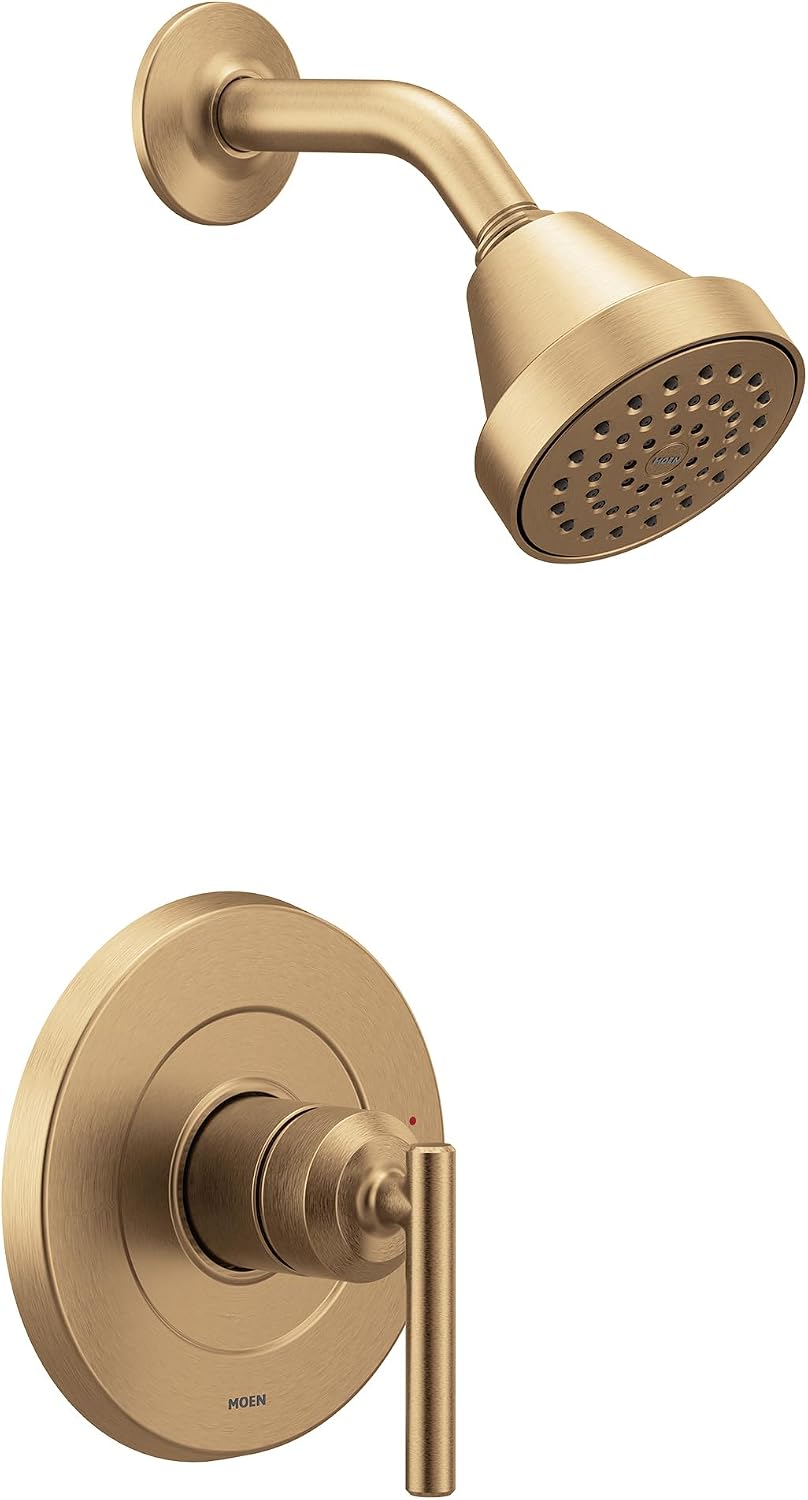 Moen Gibson M-CORE 2-Series Shower Trim Kit with Single Function Showerhead and Handle, Valve Required, Bronzed Gold, UT2902EPBZG