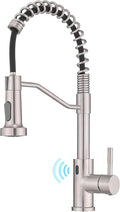 AIMADI Touchless Kitchen Faucet with Pull Down Sprayer,Brushed Nickel Motion Sensor Kitchen Sink Faucet,Smart Hands Free Stainless Steel Spring Faucets for Farmhouse RV Utility Sink,1 or 3 Hole