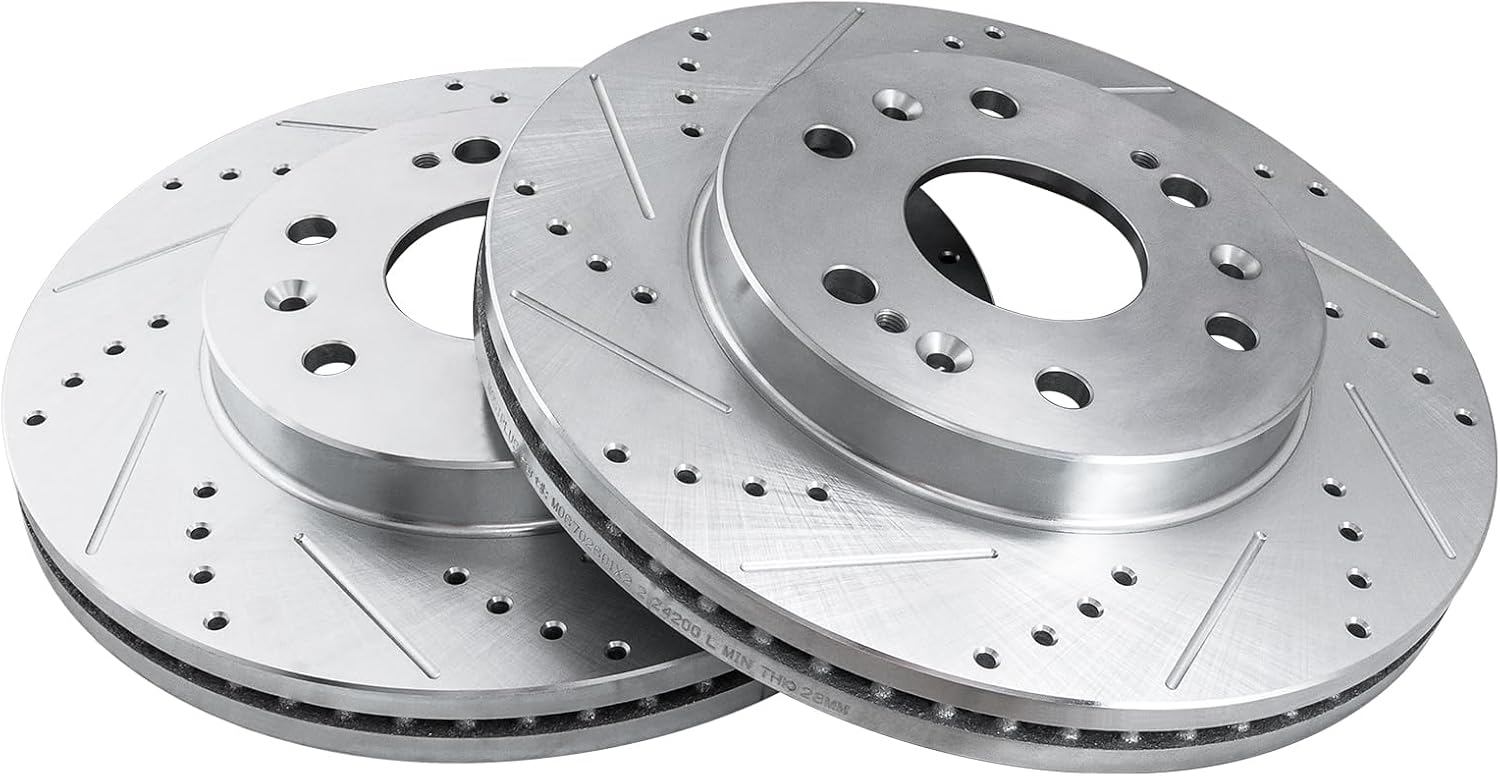 MOSTPLUS 12.99'' Front Drilled Slotted Disc Brake Rotors+Ceramic Brake Pad Compatible for Chevy Tahoe Silverado Suburban GMC Savana Sierra 1500 Yukon XL Cadillac Escalade ESV EXT