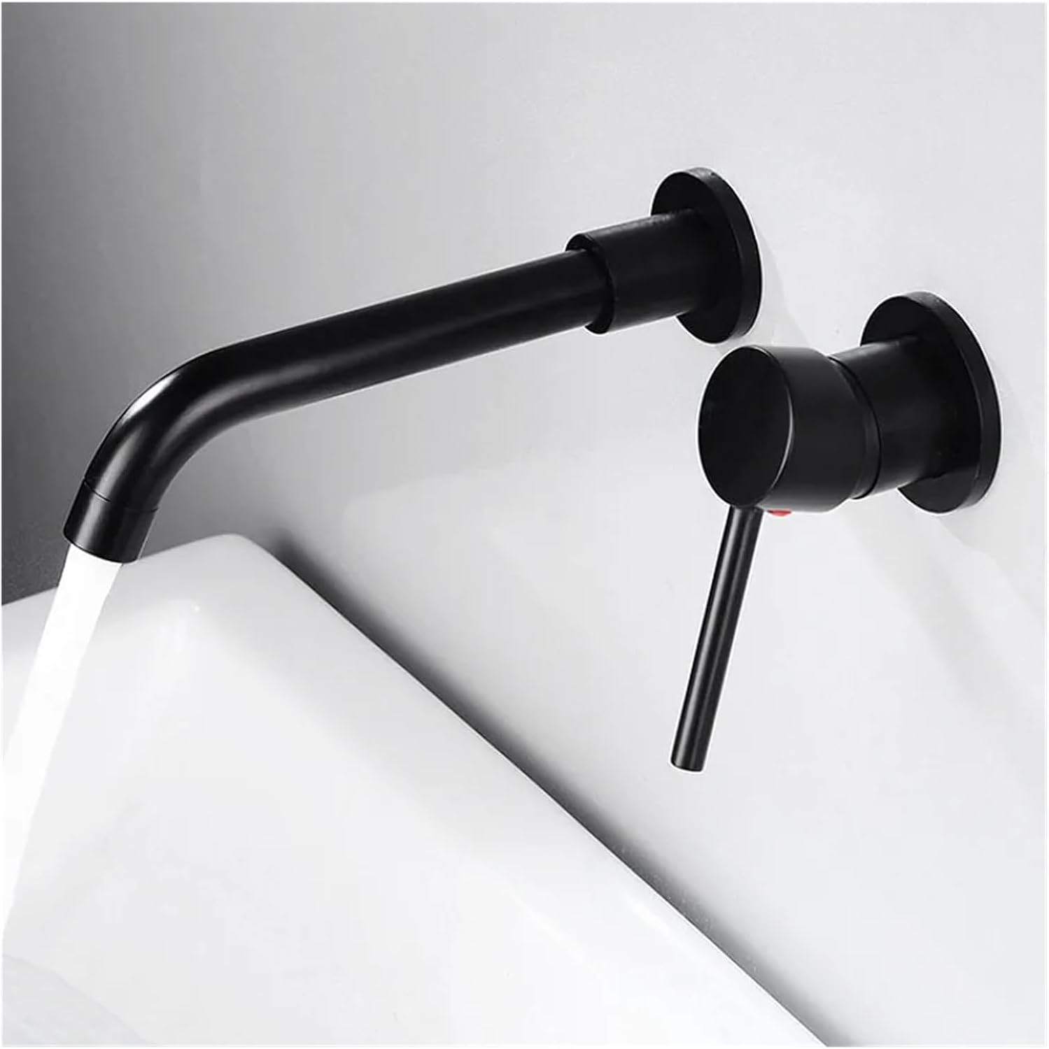 Bathroom Basin Hidden Wall Mounted Sink 360° Rotating Nozzle Bathtub Faucet hot and Cold Mixer (Gold Style2)