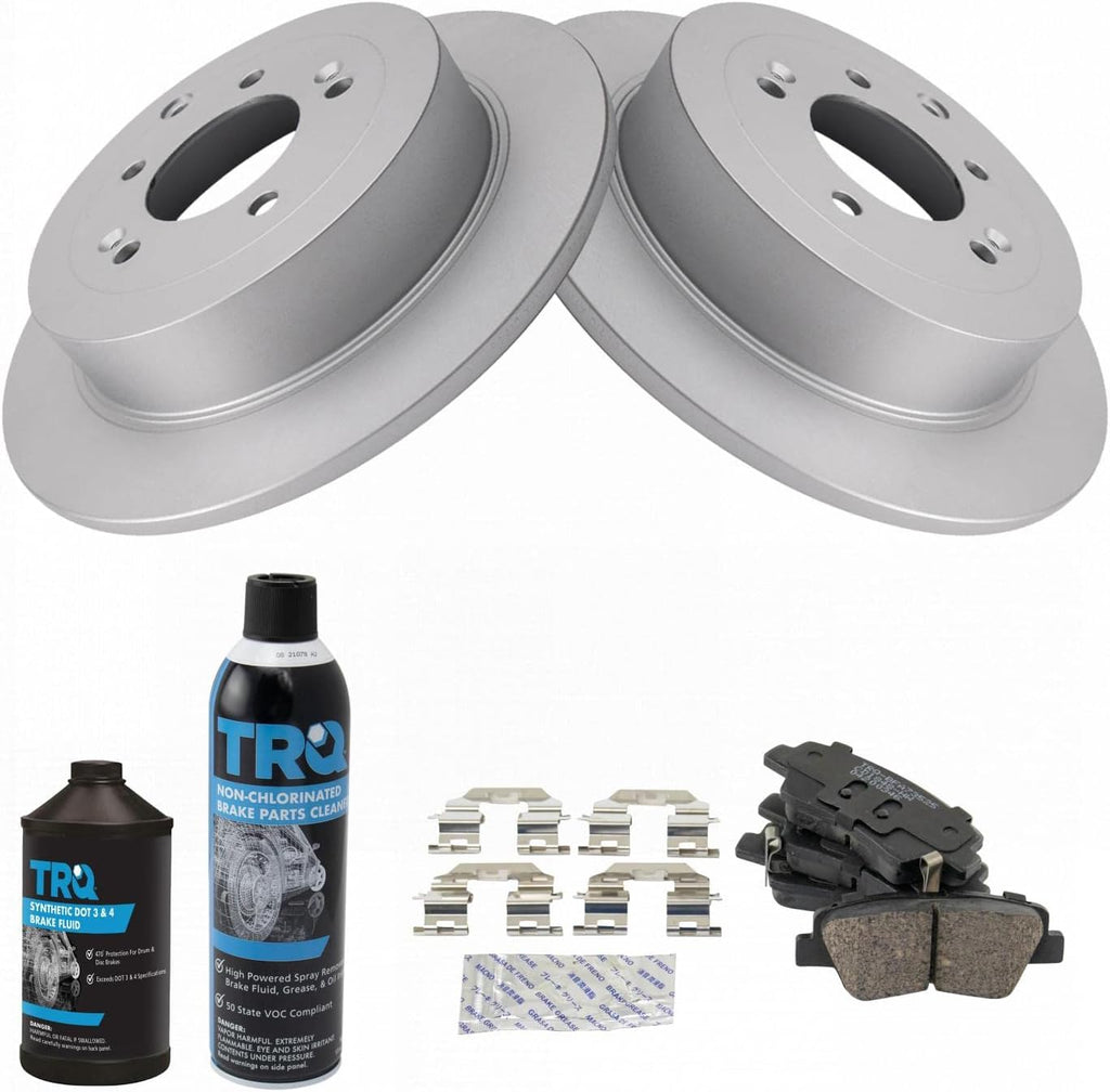 TRQ Rear Brake Pad & Rotor Kit, with Chemical Kit Ceramic Premium G-Coated Compatible with 2016-2021 Hyundai Tucson 2017-2020 Kia Sportage