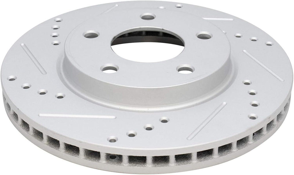 TRQ Performance Front Brake Pad and Rotor Set Ceramic Vented Coated Drilled Slotted Rotors Calipers Compatible with 2007-2012 Dodge Caliber
