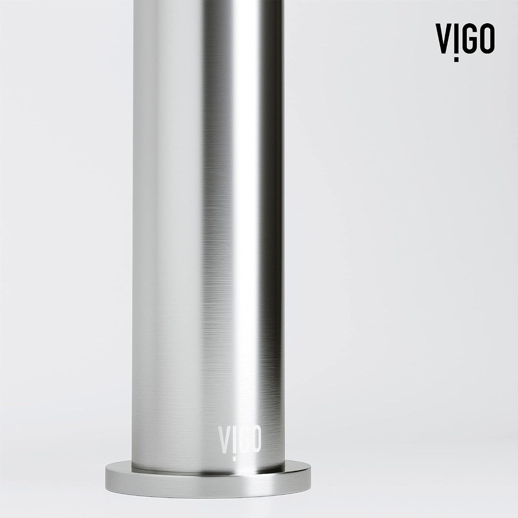 VIGO Ashford Single-Handle Single-Hole Mount Vessel Bathroom Sink Faucet, 11-Inch, Brushed Nickel, Modern Design, Solid Brass, 1.2 GPM WaterSense & Ceramic Disc Valve, Corrosion-Resistant