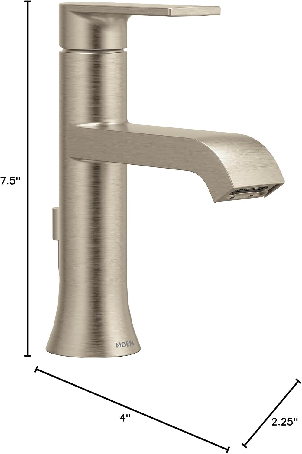 Moen Genta LX Brushed Nickel One-Handle Modern Bathroom Sink Faucet with Optional Deckplate for Bath Countertop and Three-Hole or One-Hole Sinks, 6706BN