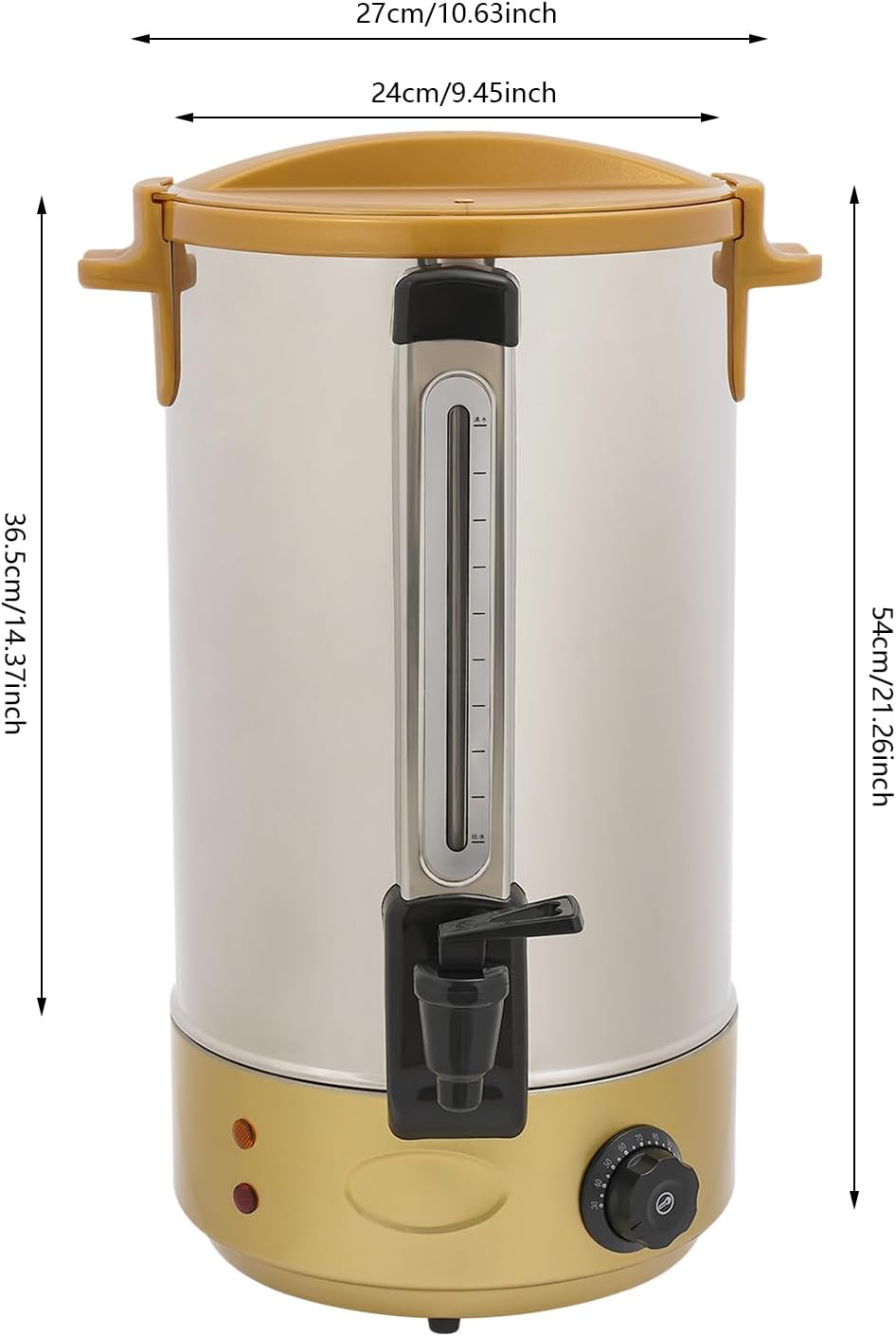 Commercial Coffee Urn, 1800W 28L/7.4Gal Stainless Steel Hot Coffee Dispenser with Faucet for Hot Beverage Tea Chocolate, Adjustable Temperature 86-248℉ (Gold)