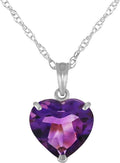 Galaxy Gold GG 3.1 Carat 14k Solid Gold Necklace with Natural Heart Shaped 10 mm Amethyst