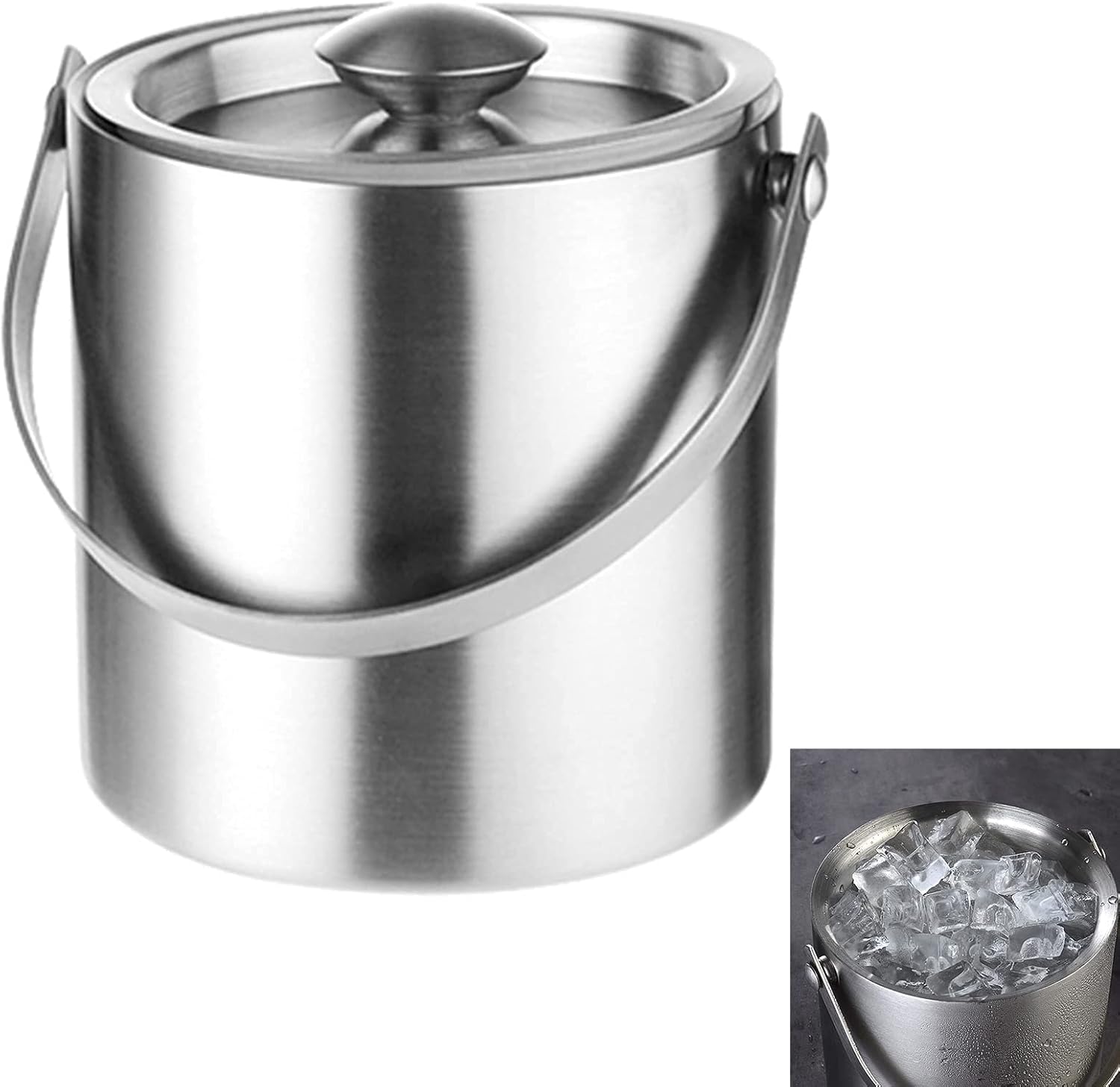Ice Bucket,Ice Bucket with Lid and Ice Tongs,Ice Bucket, Champagne Bucket for Home Bar 2L/3L Stainless Steel Double Wall Bar Ice Bucket Set with Lid, Ice Holder for Party, Insulated Ice Buck