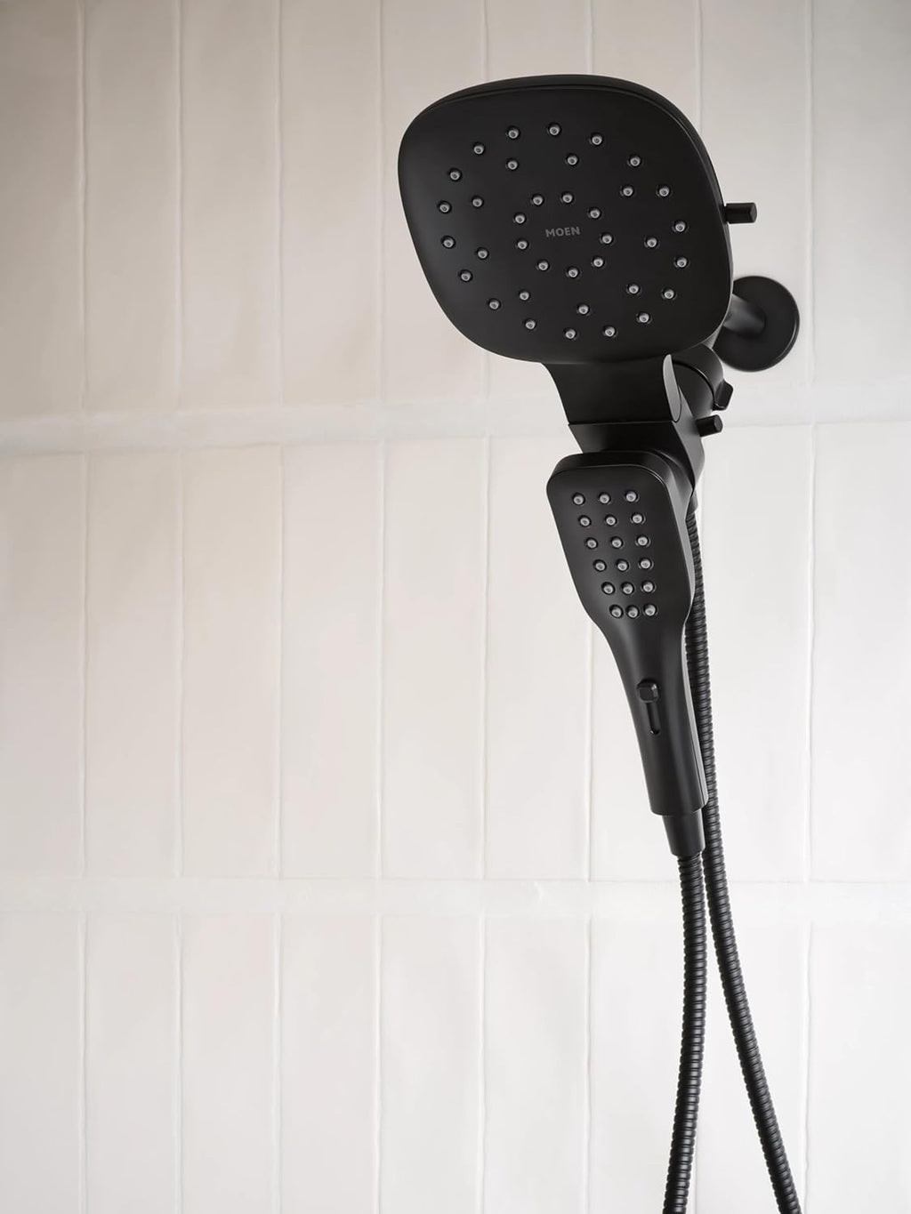 Moen Verso Matte Black Infiniti Dial Square Standard Shower Head With Detachable Hand Shower Combo, 7-Inch Spray Head, 220C4EPBL
