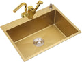 Sink Golden 304 Stainless Steel Sink Handmade Home Sink Single Bowl Kitchen Sink Sink Set Hot and Cold Faucet Multiple Installation Methods,Gold-68 * 45cm