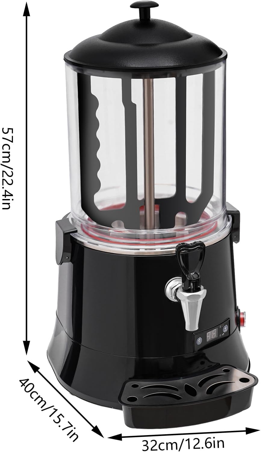 10L Commercial Hot Chocolate Maker Machine Chocolate Dispenser Warmer With Faucet 400W 110V Hot Beverage Warmer for Heating Chocolate Coffee Milk (10L-Black)