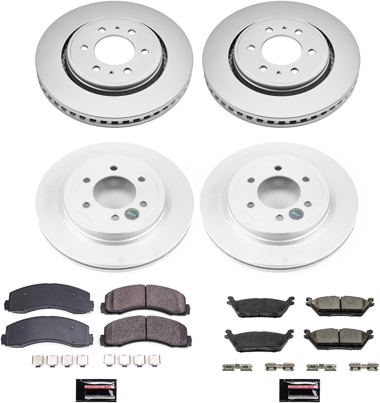 PowerStop Front and Rear Brake Kit for Ford Expedition 2018-21 |F-150 2018-20 |Lincoln Navigator 2018-21 - Fully-Coated Disc Rotors with Z17 Ceramic Brake Pads Replacement, CRK8026