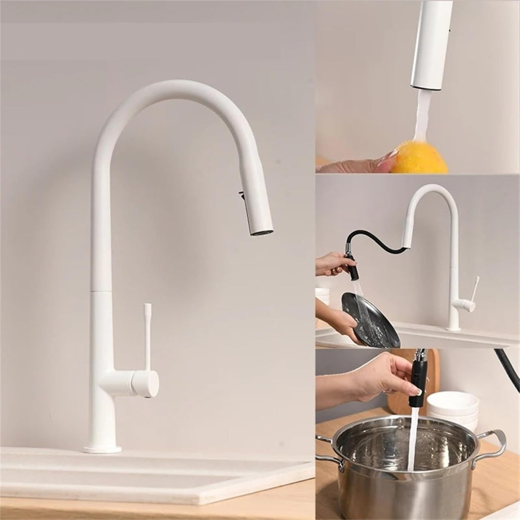 Kitchen Faucet Pull Out Cold and Hot Mixer Tap Single Holde Faucet Kitchen Sink(Chrome)