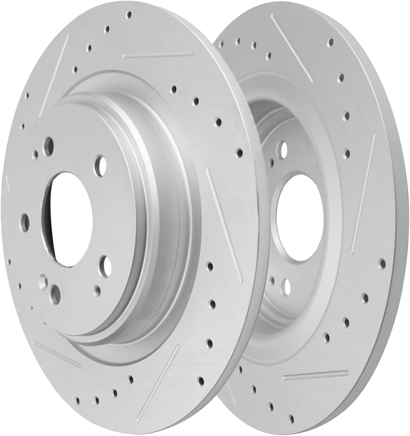Detroit Axle - 3.5L Brake Kit for 2017-2020 Acura MDX [Base, SH-AWD], Drilled and Slotted Disc Brakes Rotors Ceramic Brake Pads 2018 2019 Replacement : 12.60' inch Front and 12.98' inch Rear Rotor